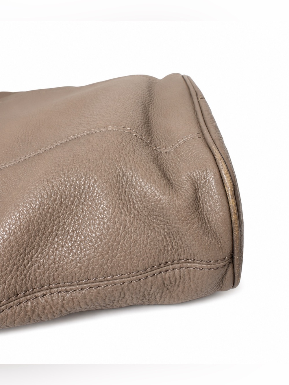 Michael Kors Jet Set Tote Taupe Pebbled Leather Large Shoulder Bag Gold MK - Picture 6 of 12